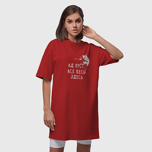Женская футболка-платье Ад пустВсе бесы здесь / Красный – фото 3