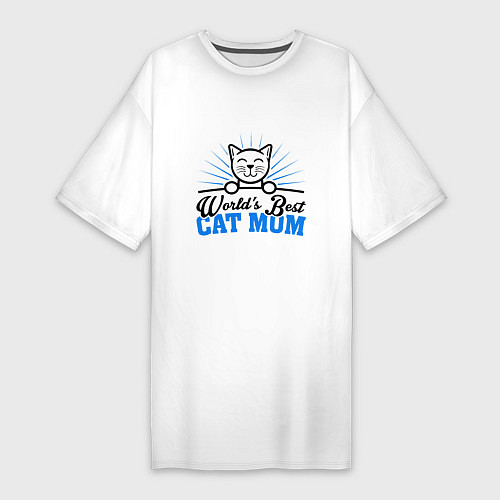 Женская футболка-платье Лучшая мама кошек / Белый – фото 1