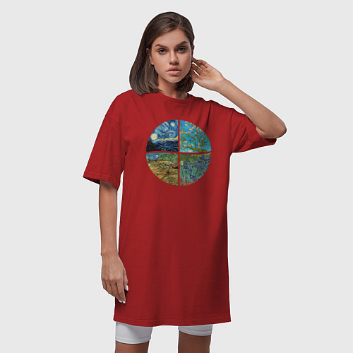 Женская футболка-платье Ван Гог Картины / Красный – фото 3