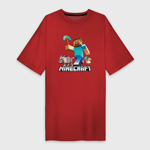 Женская футболка-платье MINECRAFT / Красный – фото 1