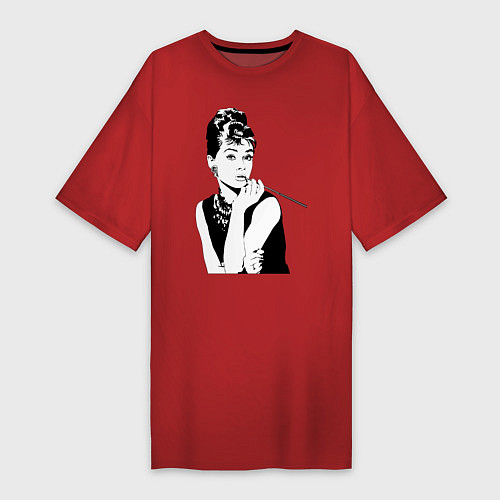 Женская футболка-платье Одри Хепбернхлопок / Красный – фото 1