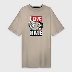 Футболка женская-платье Love Hate, цвет: миндальный