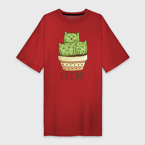 Женская футболка-платье Catctus / Красный – фото 1