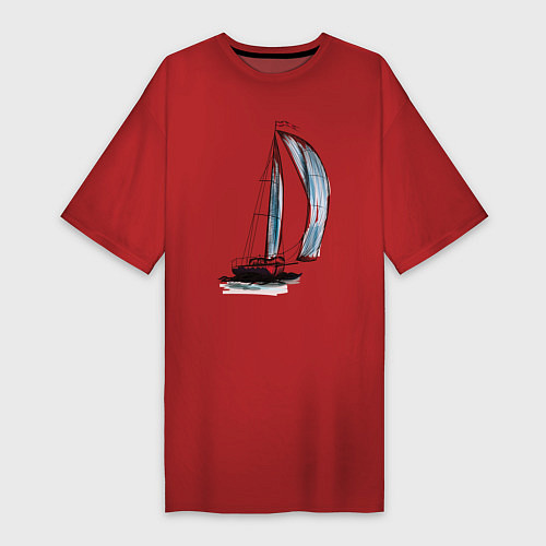Женская футболка-платье Парусник / Красный – фото 1