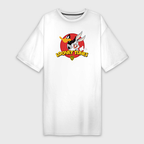 Женская футболка-платье Багз Банни и Даффи Дак / Белый – фото 1