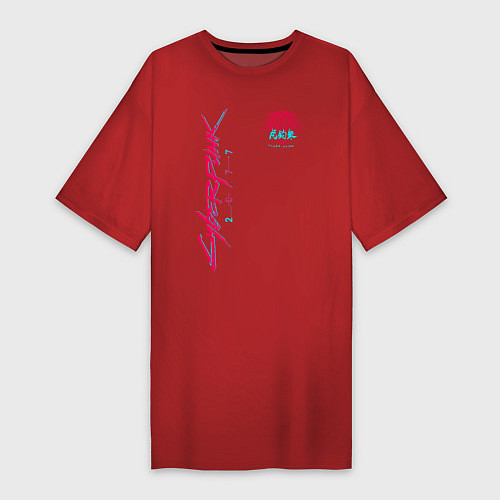 Женская футболка-платье CYBERPUNK TIGER'S CLAW / Красный – фото 1