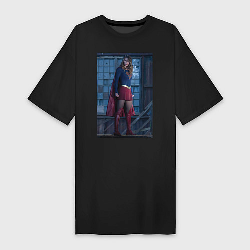 Женская футболка-платье Supergirl / Черный – фото 1