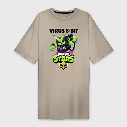 Женская футболка-платье BRAWL STARS VIRUS 8-BIT / Миндальный – фото 1