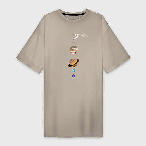 Женская футболка-платье Parade of planets / Миндальный – фото 1