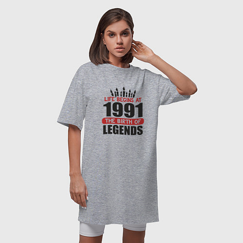 Женская футболка-платье 1991 - рождение легенды / Меланж – фото 3