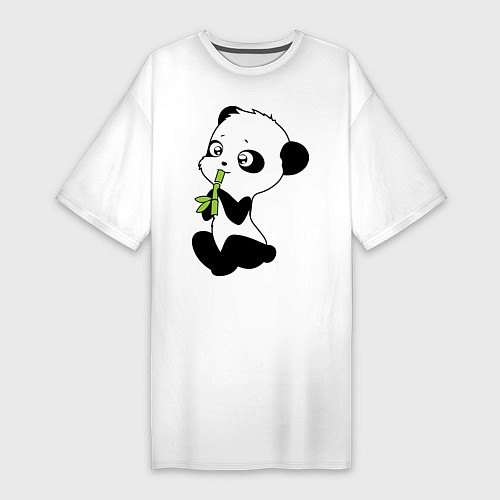 Женская футболка-платье Пандочка и бамбук / Белый – фото 1