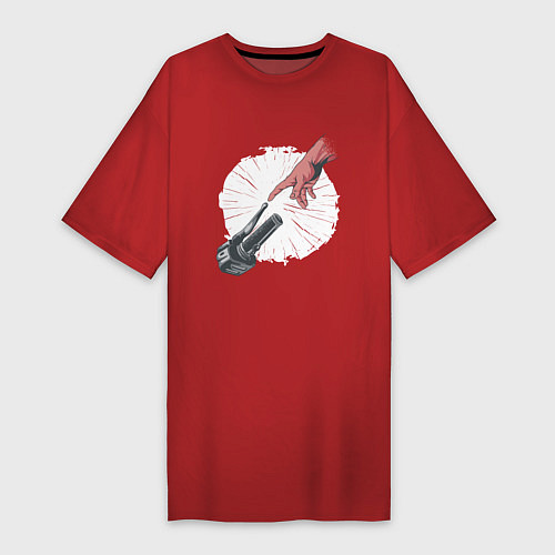 Женская футболка-платье Сотворение Адама - Мотоцикл / Красный – фото 1