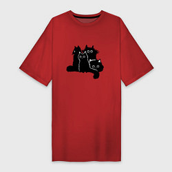 Женская футболка-платье Мохнатые Коты