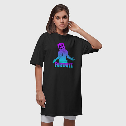 Женская футболка-платье FORTNITE x MARSHMELLO / Черный – фото 3