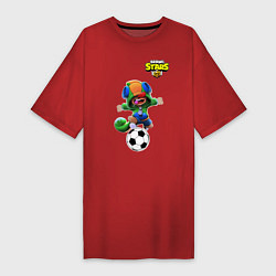 Футболка женская-платье Brawl STARS футбол, цвет: красный