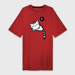Женская футболка-платье Спящий кот
