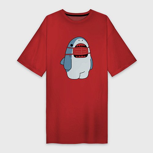 Женская футболка-платье Акула в маске / Красный – фото 1