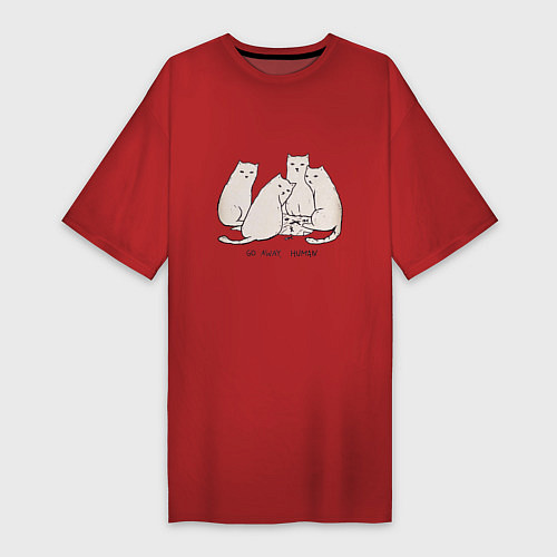 Женская футболка-платье Уходи, человек кошки / Красный – фото 1