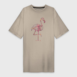 Футболка женская-платье Узорчатый фламинго, цвет: миндальный