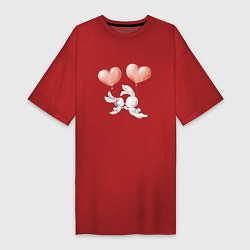 Женская футболка-платье Пара влюбленных зайчиков