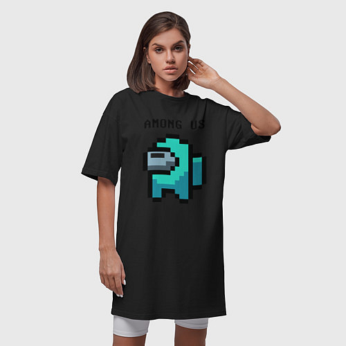 Женская футболка-платье AMONG US - PIXEL / Черный – фото 3