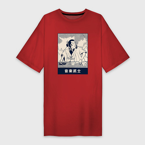 Женская футболка-платье Самурай Диджей / Красный – фото 1
