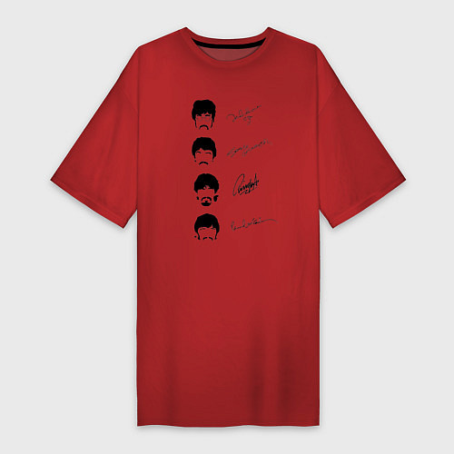 Женская футболка-платье The Beatles автографы / Красный – фото 1
