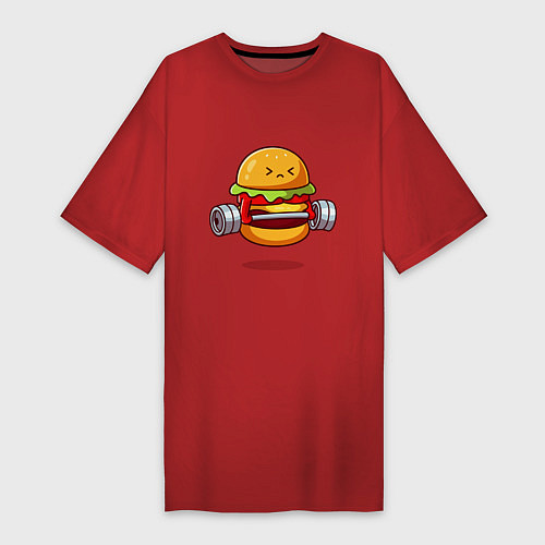 Женская футболка-платье Бургер на спорте / Красный – фото 1