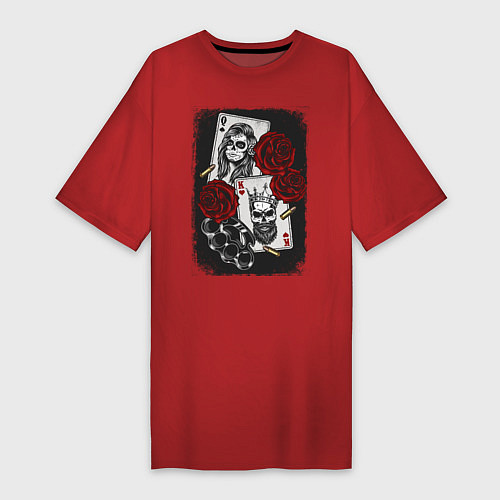 Женская футболка-платье The Skull King and Queen / Красный – фото 1