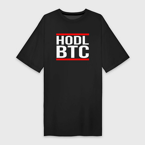 Женская футболка-платье БИТКОИН BITCOIN HODL BTC / Черный – фото 1