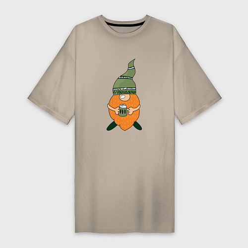 Женская футболка-платье Гном - День святого Патрика / Миндальный – фото 1