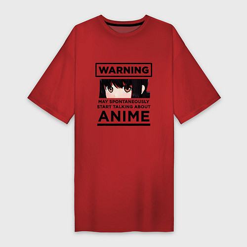 Женская футболка-платье Warning ANIME / Красный – фото 1