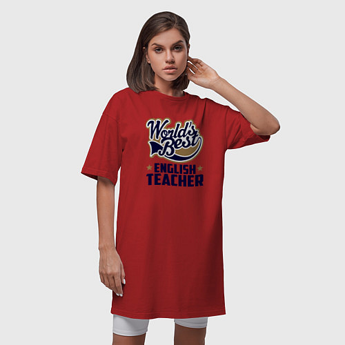 Женская футболка-платье Worlds best English Teacher / Красный – фото 3