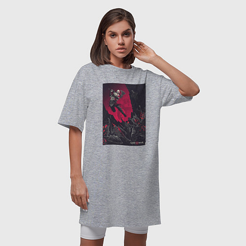 Женская футболка-платье Кратос в действии / Меланж – фото 3