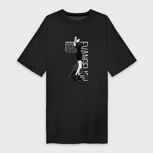 Женская футболка-платье Евангелион / Черный – фото 1