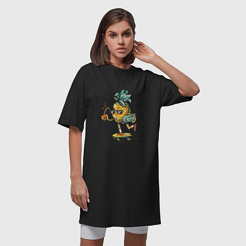 Женская футболка-платье Крутой ананас / Черный – фото 3