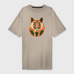 Женская футболка-платье Абстрактный кот пришелец