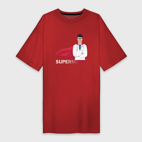 Женская футболка-платье Супер врач Super Doc Z / Красный – фото 1
