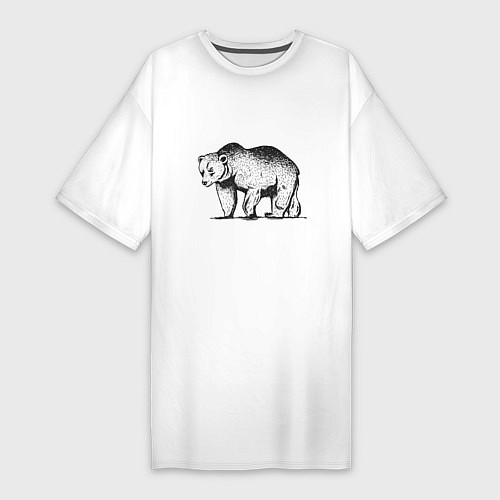 Женская футболка-платье Медведь Гризли Grizzly Bear / Белый – фото 1