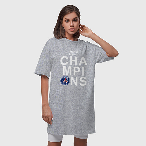 Женская футболка-платье PSG CHAMPIONS / Меланж – фото 3