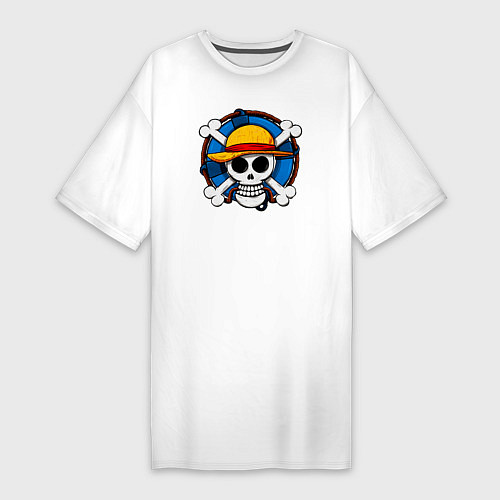 Женская футболка-платье Пиратский знак из One Piece / Белый – фото 1