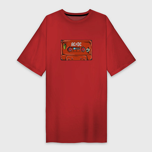 Женская футболка-платье Кассета AC DC / Красный – фото 1