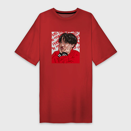 Женская футболка-платье Джей Хоуп Арт / Красный – фото 1