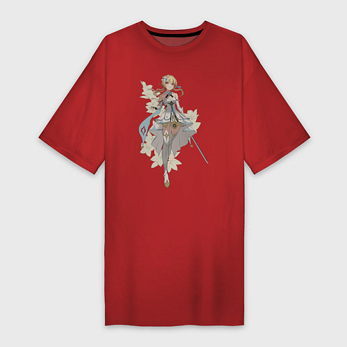 Женская футболка-платье Люмин с цветами / Красный – фото 1