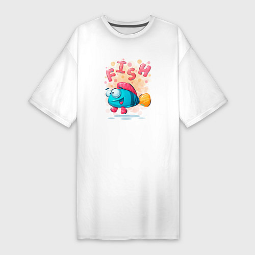 Женская футболка-платье Рыба / Белый – фото 1