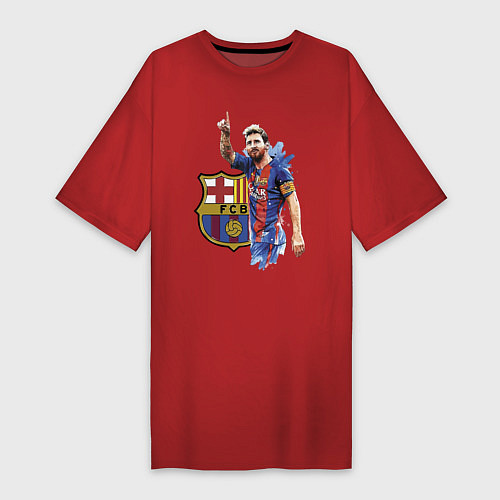 Женская футболка-платье Lionel Messi Barcelona Argentina! / Красный – фото 1