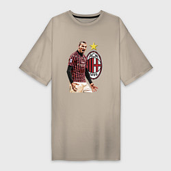 Футболка женская-платье Zlatan Ibrahimovic Milan Italy, цвет: миндальный