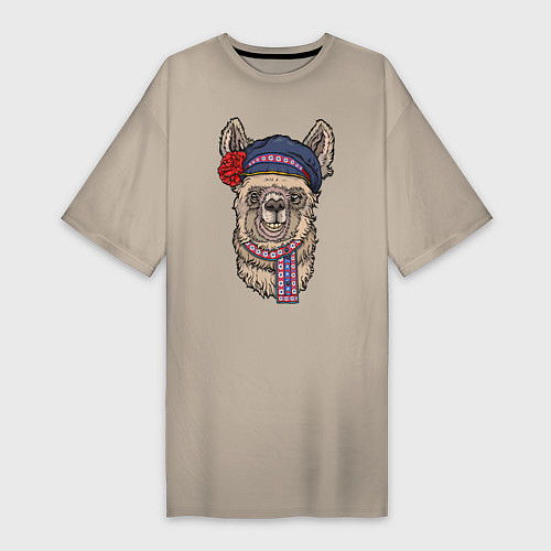 Женская футболка-платье Славянская лама / Миндальный – фото 1