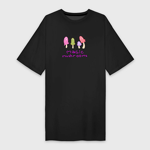 Женская футболка-платье Волшебные грибы / Черный – фото 1