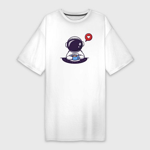 Женская футболка-платье Астронавт с кружкой / Белый – фото 1